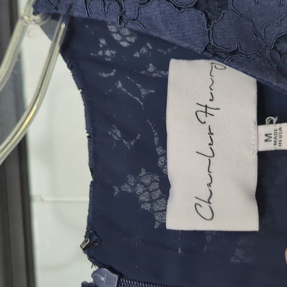 Like New Charles Henry Blue Lace Ruffle Arms Dress - Picture 5 of 9